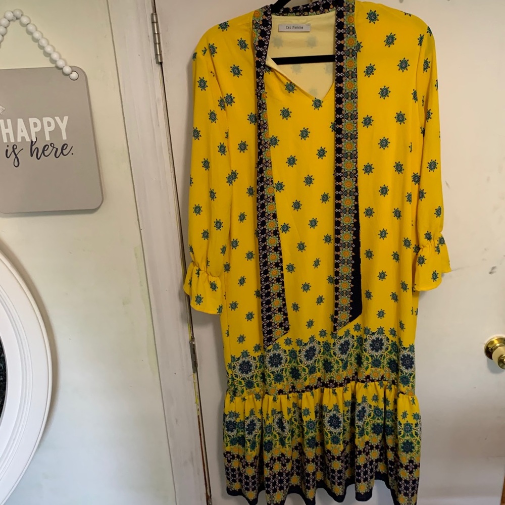 Ces Femme Yellow printed dress